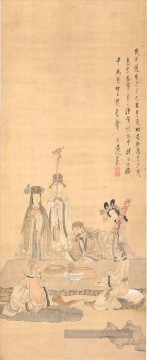  Anniversaire Tableaux - Chen Hongshou immortels célébrant un anniversaire Art chinois traditionnel